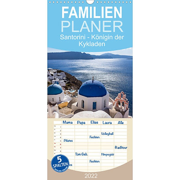 Familienplaner Santorini - Königin der Kykladen (Wandkalender 2022 , 21 cm x 45 cm, hoch), thomas meinert