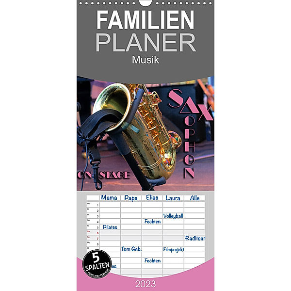 Familienplaner SAXOPHON - on stage (Wandkalender 2023 , 21 cm x 45 cm, hoch), Renate Bleicher