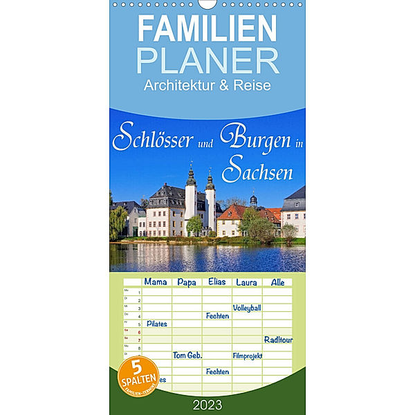 Familienplaner Schlösser und Burgen in Sachsen (Wandkalender 2023 , 21 cm x 45 cm, hoch), LianeM