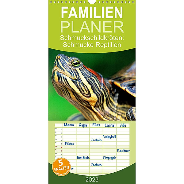 Familienplaner Schmuckschildkröten: Schmucke Reptilien (Wandkalender 2023 , 21 cm x 45 cm, hoch), Calvendo