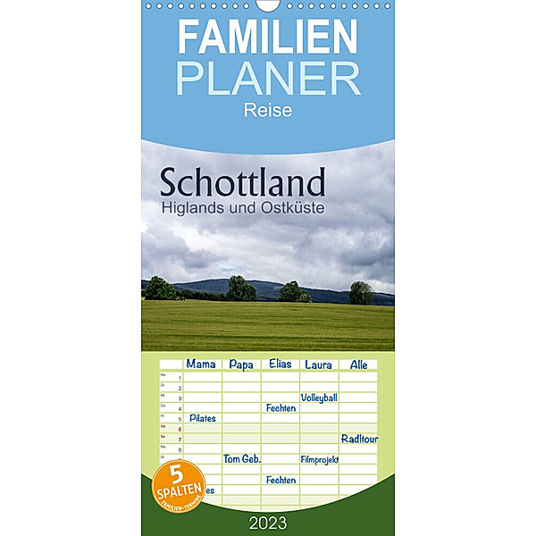 Familienplaner Schottland Highlands und Ostküste (Wandkalender 2023 , 21 cm x 45 cm, hoch), Christiane calmbacher