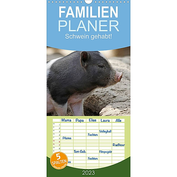 Familienplaner Schwein gehabt! (Wandkalender 2023 , 21 cm x 45 cm, hoch), Antje Lindert-Rottke