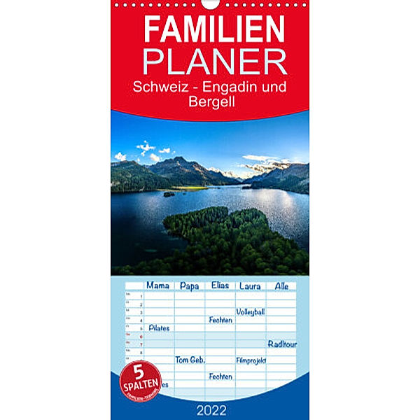 Familienplaner Schweiz - Engadin und Bergell (Wandkalender 2022 , 21 cm x 45 cm, hoch), Dr. Gerd-Uwe Neukamp