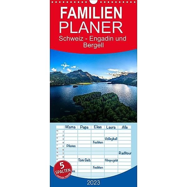 Familienplaner Schweiz - Engadin und Bergell (Wandkalender 2023 , 21 cm x 45 cm, hoch), Dr. Gerd-Uwe Neukamp