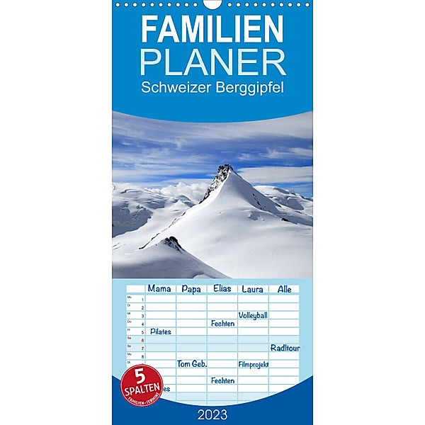 Familienplaner Schweizer Berggipfel (Wandkalender 2023 , 21 cm x 45 cm, hoch), Gerhard Albicker