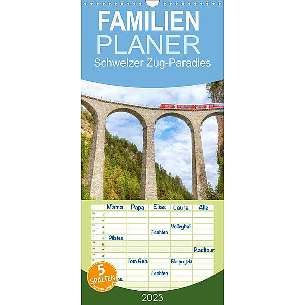 Familienplaner Schweizer Zug-Paradies (Wandkalender 2023 , 21 cm x 45 cm, hoch), Calvendo