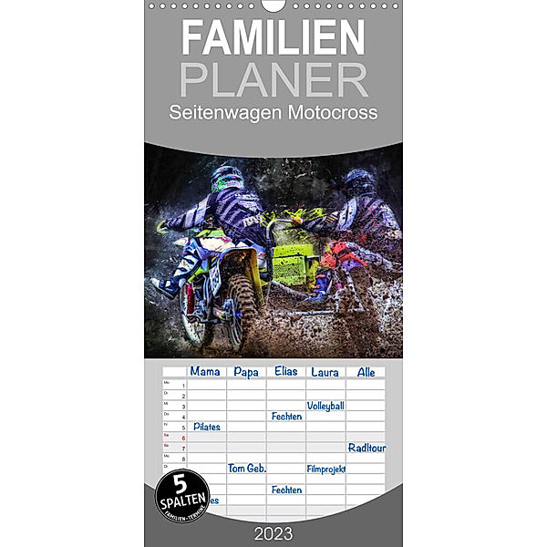 Familienplaner Seitenwagen Motocross (Wandkalender 2023 , 21 cm x 45 cm, hoch), Peter Roder