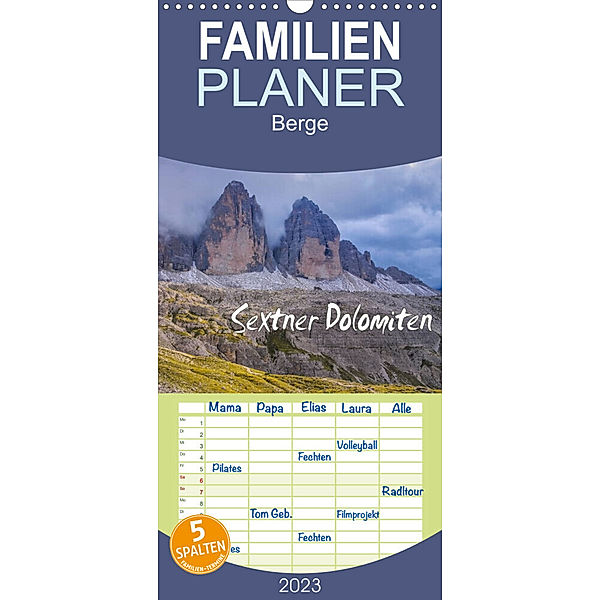 Familienplaner Sextner Dolomiten (Wandkalender 2023 , 21 cm x 45 cm, hoch), LianeM