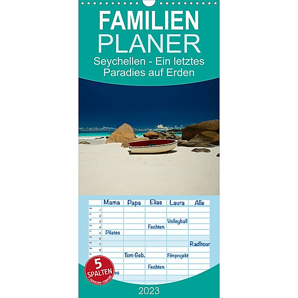 Familienplaner Seychellen - Ein letztes Paradies auf Erden (Wandkalender 2023 , 21 cm x 45 cm, hoch), Marcel René Grossmann