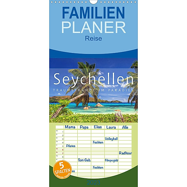 Familienplaner Seychellen Traumstrände im Paradies (Wandkalender 2023 , 21 cm x 45 cm, hoch), Patrick Rosyk