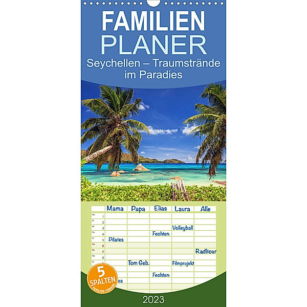 Familienplaner Seychellen - Traumstrände im Paradies (Wandkalender 2023 , 21 cm x 45 cm, hoch), Patrick Rosyk