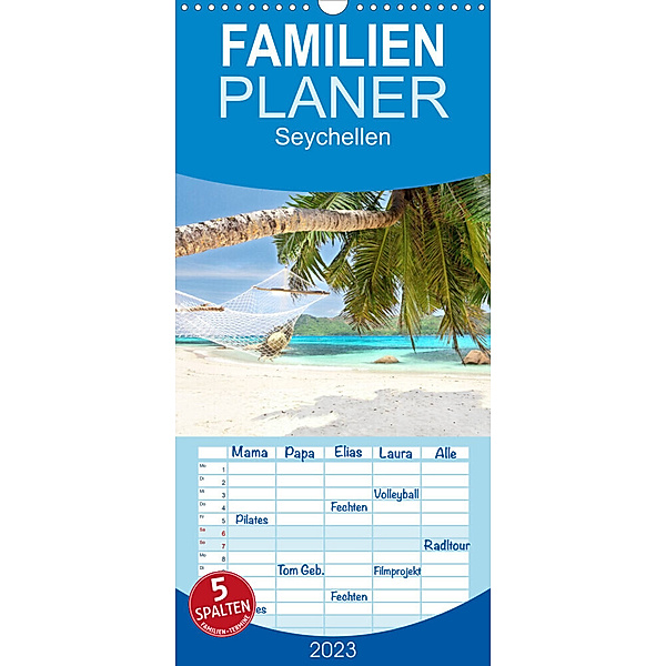 Familienplaner Seychellen (Wandkalender 2023 , 21 cm x 45 cm, hoch), Jenny Sturm