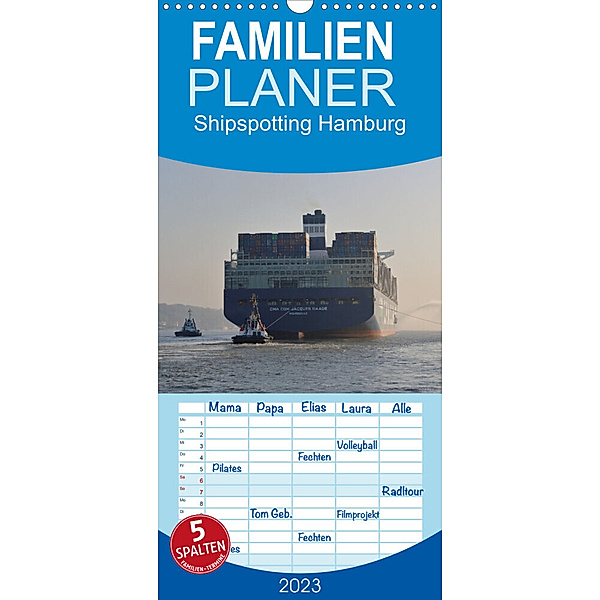 Familienplaner Shipspotting Hamburg (Wandkalender 2023 , 21 cm x 45 cm, hoch), Jan Petersen
