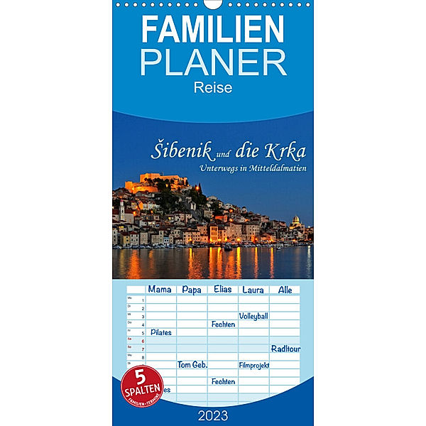 Familienplaner Sibenik und die Krka - Unterwegs in Mitteldalmatien (Wandkalender 2023 , 21 cm x 45 cm, hoch), LianeM