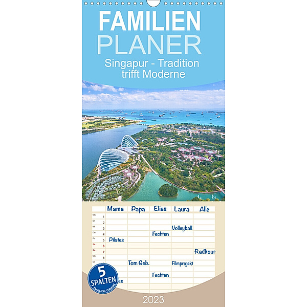 Familienplaner Singapur - Tradition trifft Moderne (Wandkalender 2023 , 21 cm x 45 cm, hoch), Fm