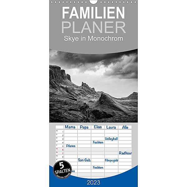 Familienplaner Skye in Monochrom (Wandkalender 2023 , 21 cm x 45 cm, hoch), Michiel Mulder / Corsa Media