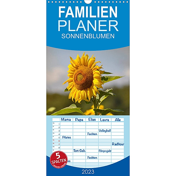 Familienplaner Sonnenblumen 2023 (Wandkalender 2023 , 21 cm x 45 cm, hoch), Bildagentur Geduldig