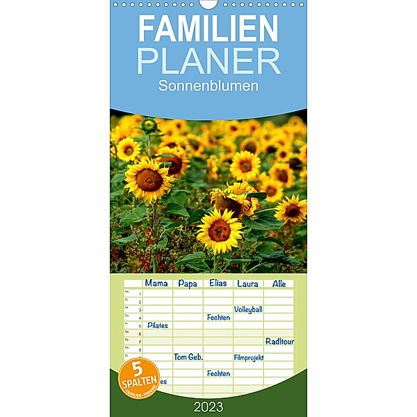 Familienplaner Sonnenblumen (Wandkalender 2023 , 21 cm x 45 cm, hoch), Dorothea Schulz