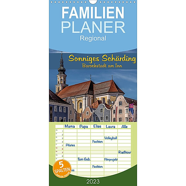 Familienplaner Sonniges Schärding, Barockstadt am Inn (Wandkalender 2023 , 21 cm x 45 cm, hoch), Werner Braun