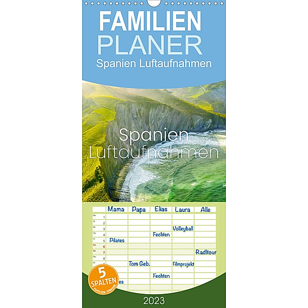 Familienplaner Spanien Luftaufnahmen (Wandkalender 2023 , 21 cm x 45 cm, hoch), SF