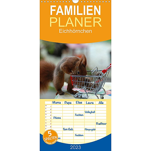 Familienplaner Spaß mit Eichhörnchen! (Wandkalender 2023 , 21 cm x 45 cm, hoch), Heike Adam