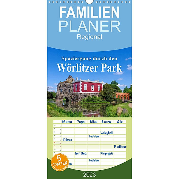 Familienplaner Spaziergang durch den Wörlitzer Park (Wandkalender 2023 , 21 cm x 45 cm, hoch), LianeM