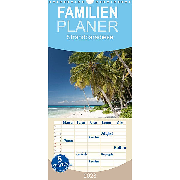 Familienplaner Strandparadiese (Wandkalender 2023 , 21 cm x 45 cm, hoch), Peter Schickert