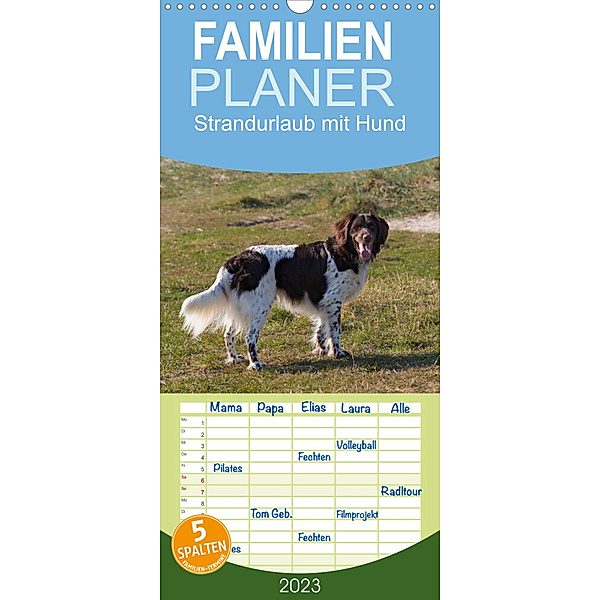 Familienplaner Strandurlaub mit Hund (Wandkalender 2023 , 21 cm x 45 cm, hoch), Heidi Bollich