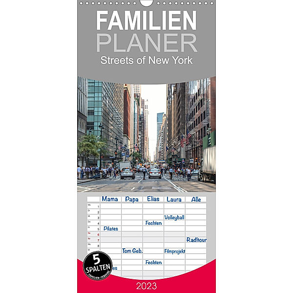 Familienplaner Streets of New York - Zu Fuss durch die Metropole der Superlative (Wandkalender 2023 , 21 cm x 45 cm, hoch), Christine Wirges