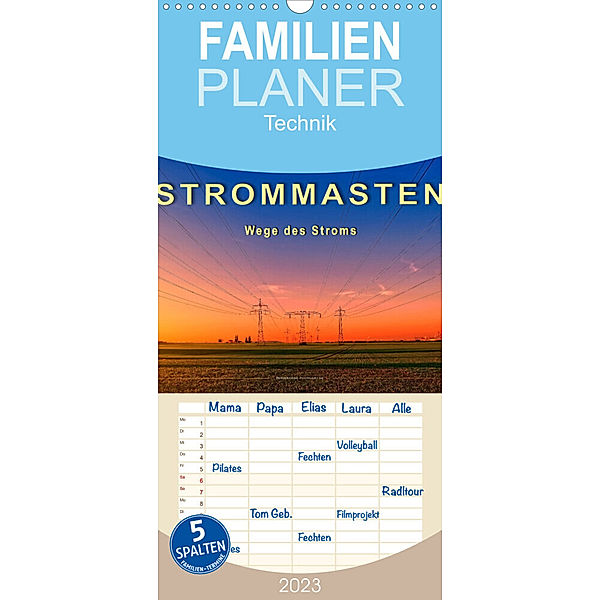 Familienplaner Strommasten - Wege des Stroms (Wandkalender 2023 , 21 cm x 45 cm, hoch), Peter Roder