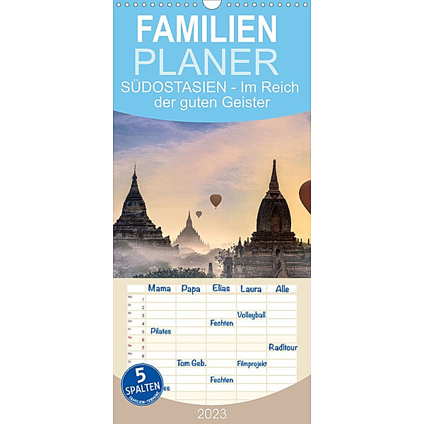 Familienplaner SÜDOSTASIEN - Im Reich der guten Geister (Wandkalender 2023 , 21 cm x 45 cm, hoch), Globe VISUAL