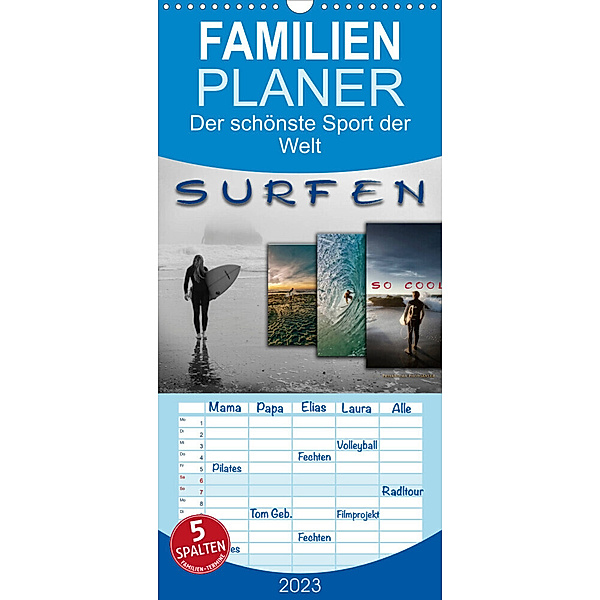 Familienplaner Surfen - so cool (Wandkalender 2023 , 21 cm x 45 cm, hoch), Peter Roder