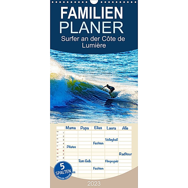 Familienplaner Surfer an der Côte de Lumière (Wandkalender 2023 , 21 cm x 45 cm, hoch), Silvia Drafz