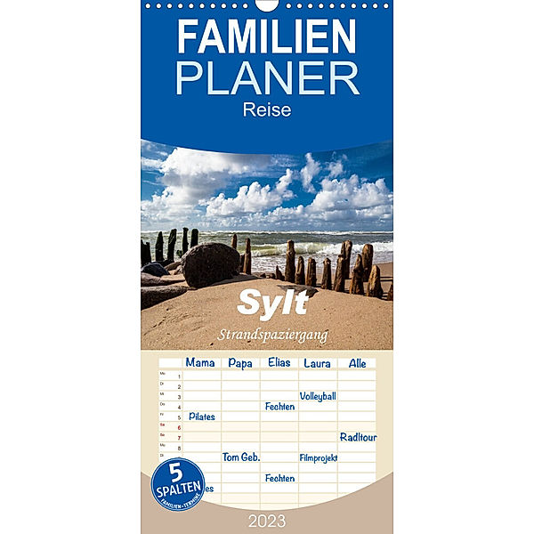 Familienplaner Sylt - Strandspaziergang (Wandkalender 2023 , 21 cm x 45 cm, hoch), H. Dreegmeyer