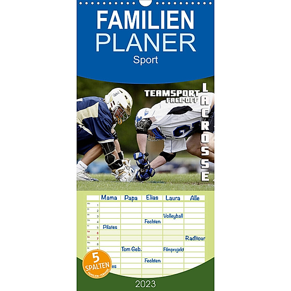 Familienplaner Teamsport Lacrosse - Face-off (Wandkalender 2023 , 21 cm x 45 cm, hoch), Renate Bleicher