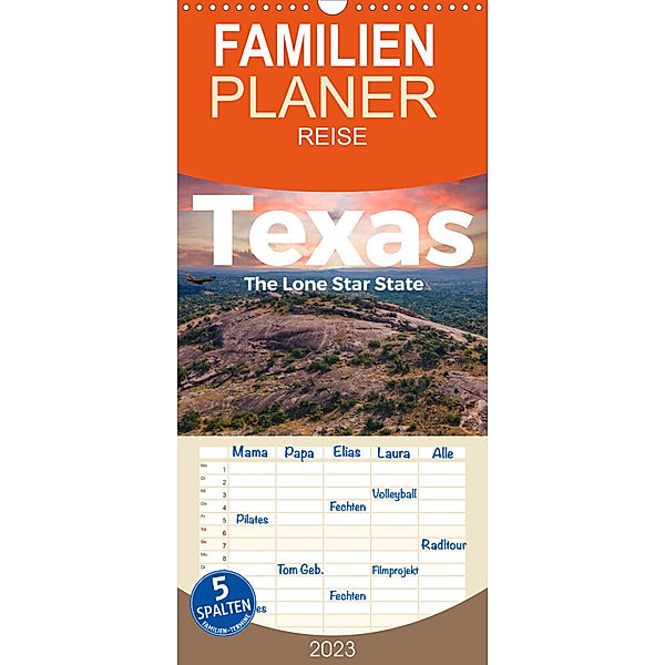 Familienplaner Texas - The Lone Star State (Wandkalender 2023 , 21 cm x 45 cm, hoch), M. Scott