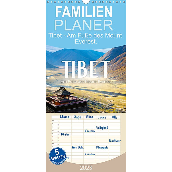 Familienplaner Tibet - Am Fusse des Mount Everest. (Wandkalender 2023 , 21 cm x 45 cm, hoch), SF