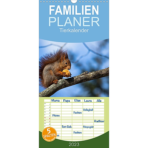 Familienplaner Tierkalender 2023 (Wandkalender 2023 , 21 cm x 45 cm, hoch), Frank Tschöpe