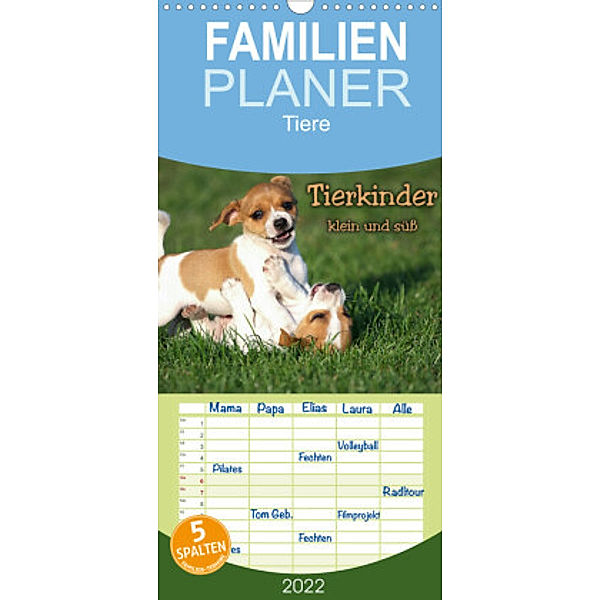 Familienplaner Tierkinder klein und süss (Wandkalender 2022 , 21 cm x 45 cm, hoch), Berit Seiboth