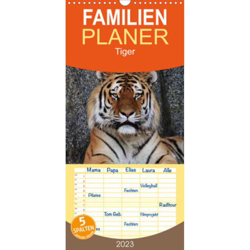 Familienplaner Tiger (Wandkalender 2023 , 21 cm x 45 cm, hoch)