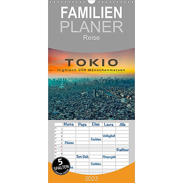 Familienplaner Tokio - Hightech und Menschenmassen (Wandkalender 2023 , 21 cm x 45 cm, hoch), Peter Roder