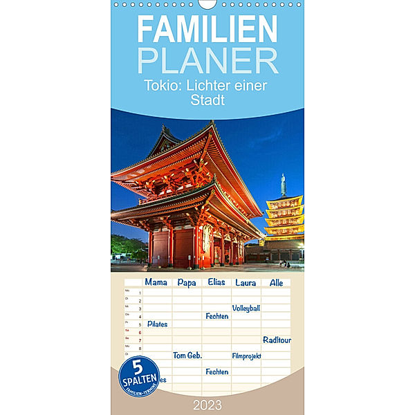 Familienplaner Tokio: Lichter einer Stadt (Wandkalender 2023 , 21 cm x 45 cm, hoch), Calvendo