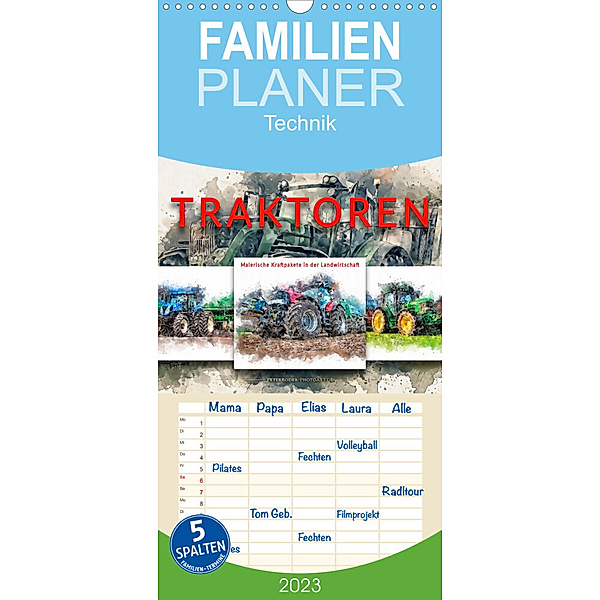 Familienplaner Traktoren - malerische Kraftpakete in der Landwirtschaft (Wandkalender 2023 , 21 cm x 45 cm, hoch), Peter Roder