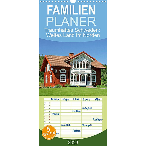 Familienplaner Traumhaftes Schweden: Weites Land im Norden (Wandkalender 2023 , 21 cm x 45 cm, hoch), Calvendo
