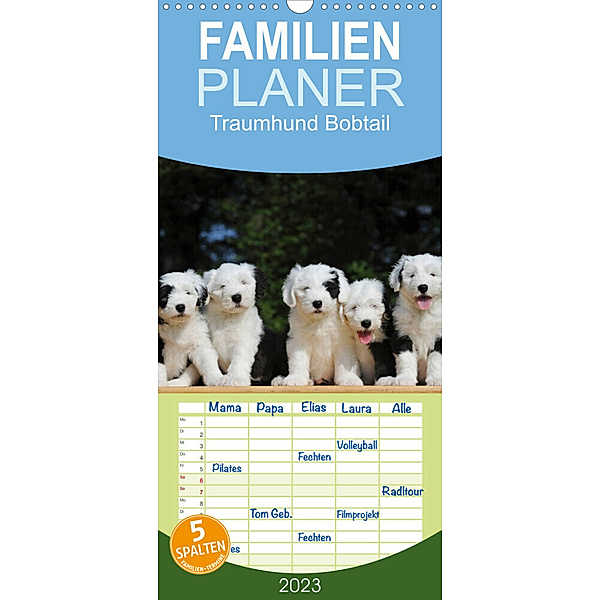 Familienplaner Traumhund Bobtail (Wandkalender 2023 , 21 cm x 45 cm, hoch), Sigrid Starick