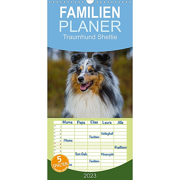 Familienplaner Traumhund Sheltie (Wandkalender 2023 , 21 cm x 45 cm, hoch), Sigrid Starick
