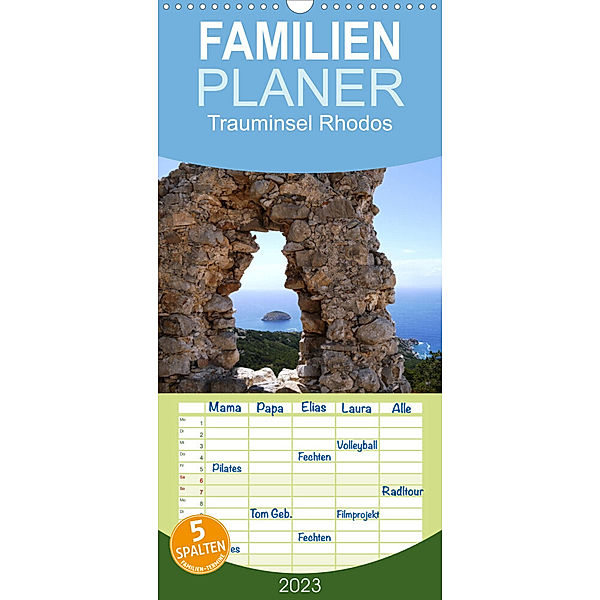 Familienplaner Trauminsel Rhodos (Wandkalender 2023 , 21 cm x 45 cm, hoch), Kunstmotivation GbR, Cristina Wilson