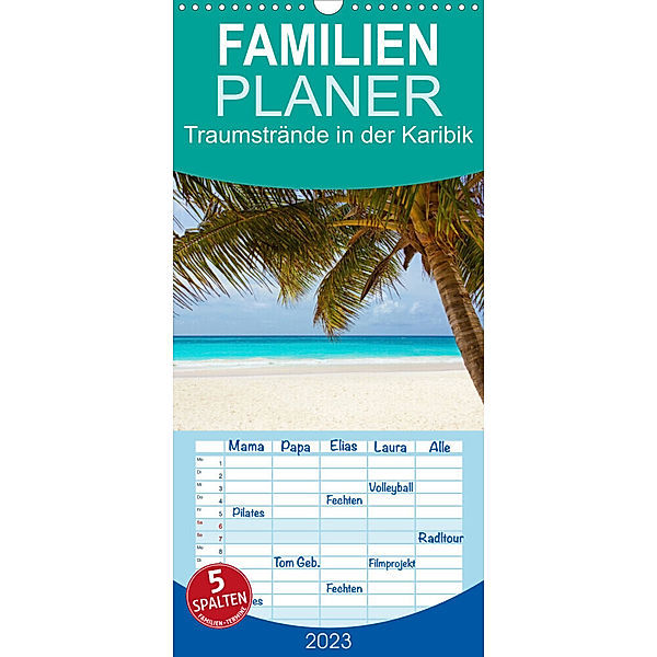 Familienplaner Traumstrände in der Karibik (Wandkalender 2023 , 21 cm x 45 cm, hoch), Elisabeth Stanzer
