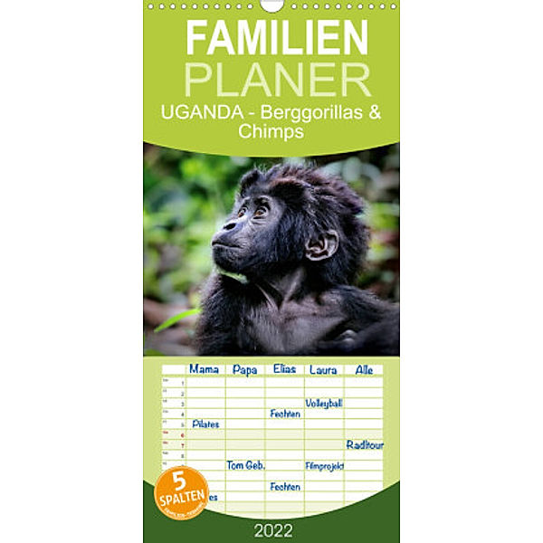 Familienplaner UGANDA - Berggorillas & Chimps (Wandkalender 2022 , 21 cm x 45 cm, hoch), Wibke Woyke