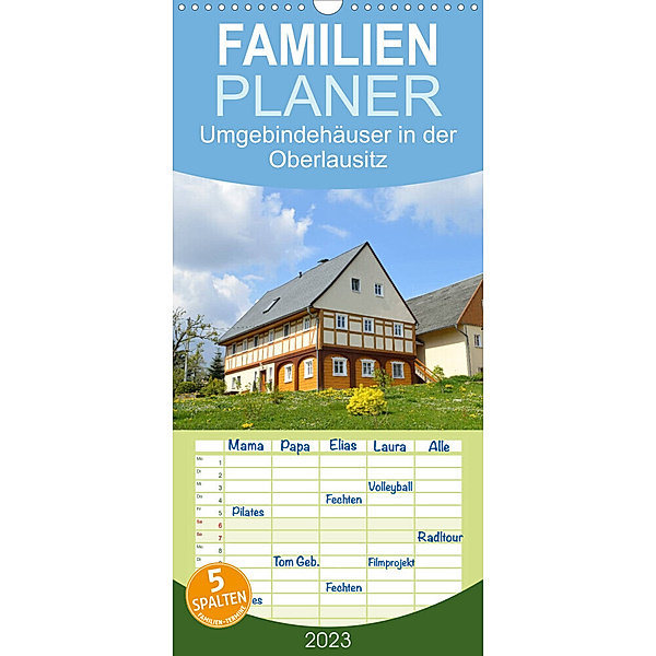 Familienplaner Umgebindehäuser in der Oberlausitz (Wandkalender 2023 , 21 cm x 45 cm, hoch), Karin Jähne